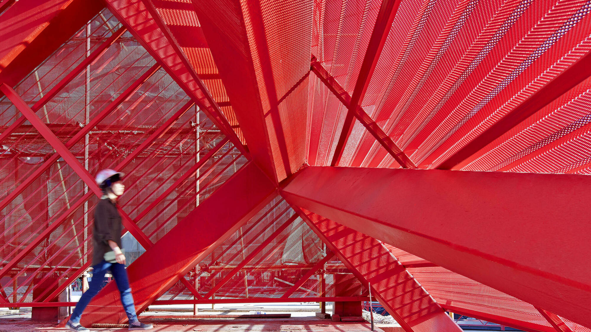 retail architecture, mixed use development, red mesh, under construction, clou architects
